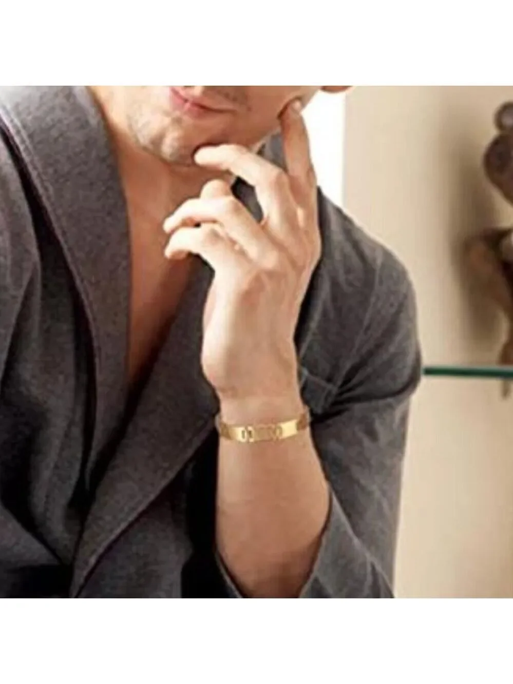 Magnetic Bracelet for Women Men, 9.44'' Unique Design Gold Titanium Steel